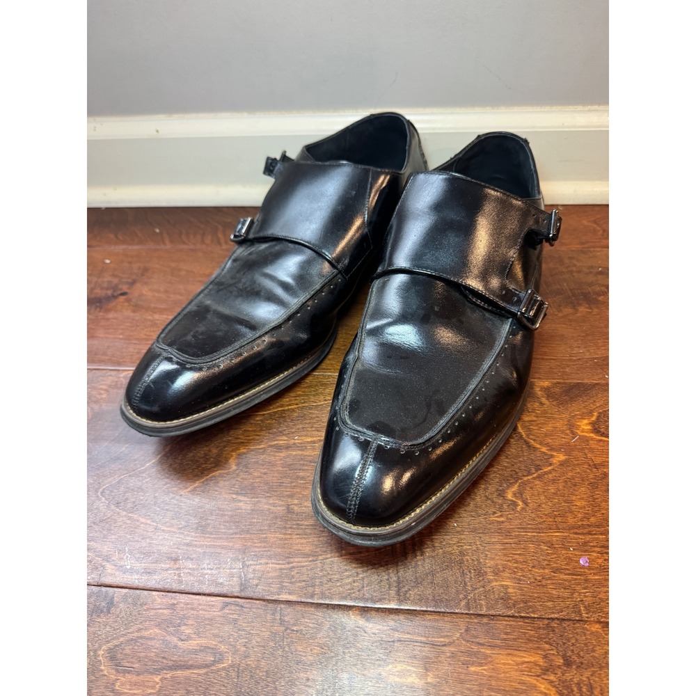 Stacy Adams Mens Black Leather Double Monk Strap Loafers 25188-001 Size 12M